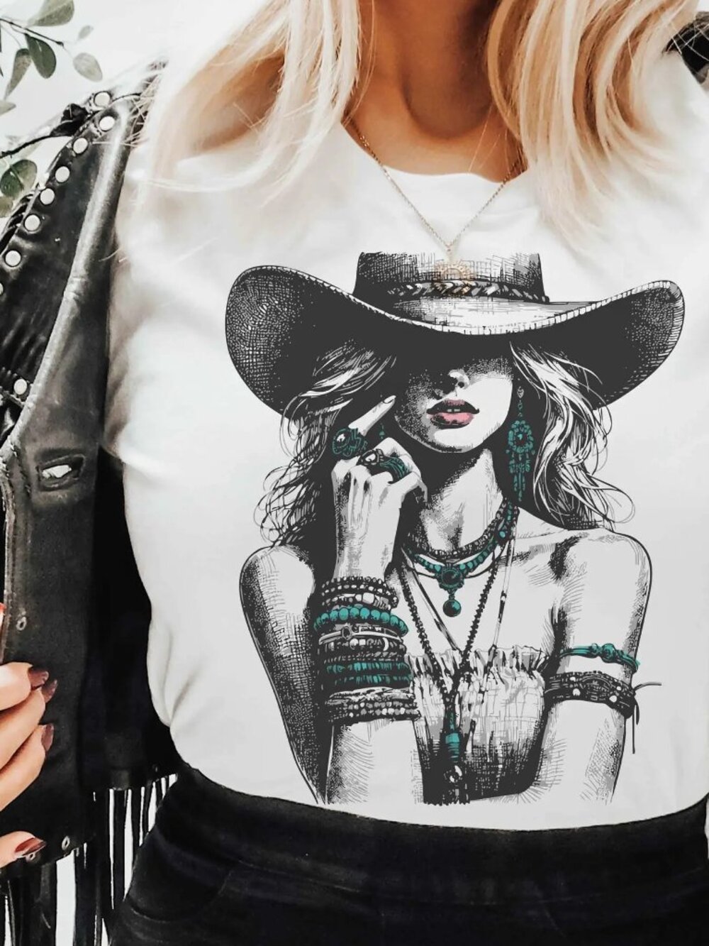 500JCN - NWOT (NEW) - T-shirt (100% Cotton) Ms. Turquoise Cowgirl